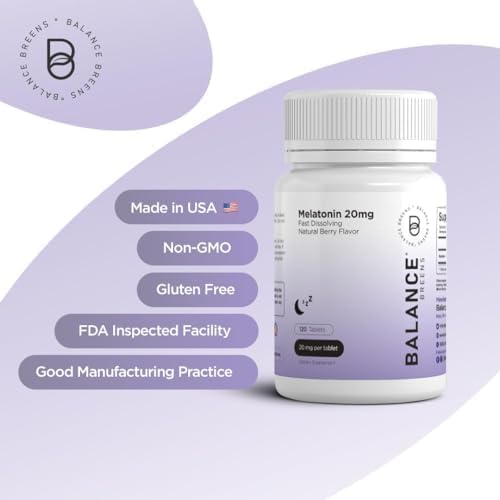 Melatonin 20mg, 100% Drug Free, Fast-Dissolve 120 Tablets