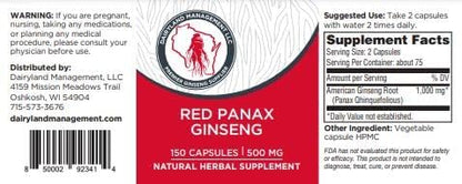 100% Authentic Korean Red Panax Ginseng -500 mg. (150 ct)