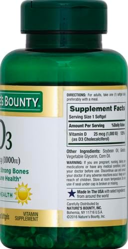 Nature's Bounty Vitamin D3 1000 IU, 250 Rapid