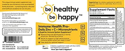 Be Healthy! Be Happy! Immune Health Pro – Daily Zinc + C + Micronutrients Infection Fighting Superior Immune System Supplement