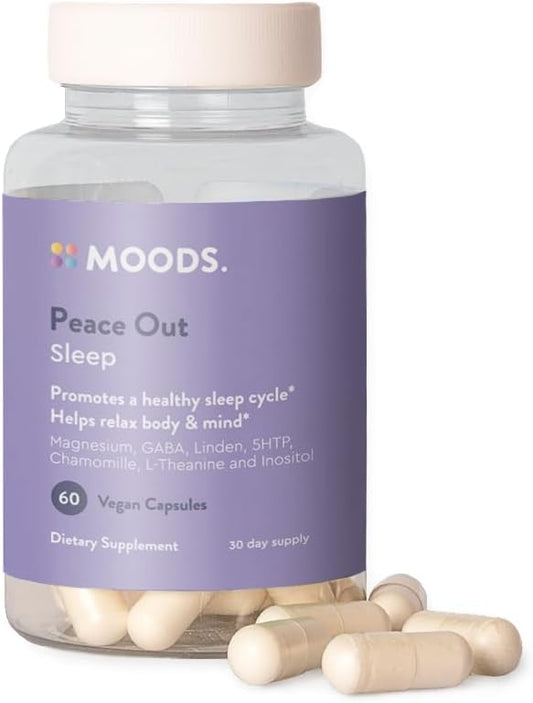 Moods | Peace Out | Natural 5-HTP, L-Theanine, 60 Vegan 30 days