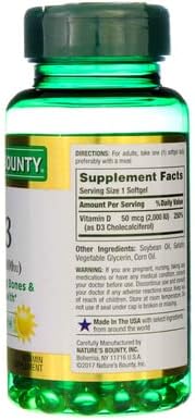 Nature's Bounty Vitamin D3 2000 IU 150 ea