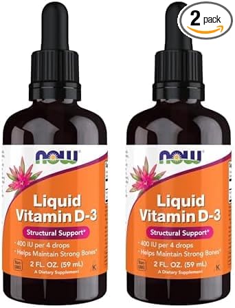 NOW Supplements, Liquid Vitamin D-3, Strong 2-Ounce (Pack 2)