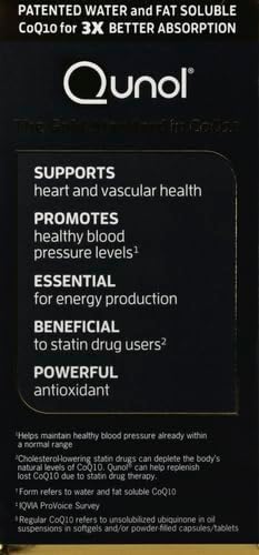 Qunol CoQ10 100mg Softgels, Ultra CoQ10 100mg, 3x 3x Better Q10 Vitamins 4 Month 120 Count