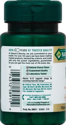 Nature's Bounty Vitamin B12 2500 mcg, 75 Quick