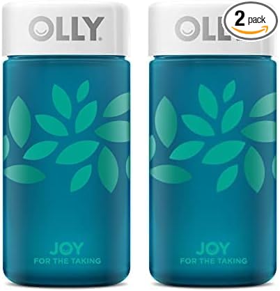 OLLY Joy Jar Gift, Easy Refillable Glass Bottle Vitamin Container, Holds Up to 120 Vitamin Gummies, Limited Edition 2022 (Pack of 2)