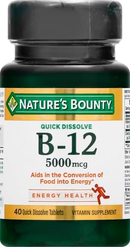 Nature's Bounty Vitamin B12, Quick Dissolve 5000mcg, 40 40 Tablets