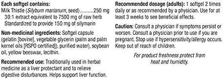 Extra Strength Milk Thistle 250 mg 240 softgels