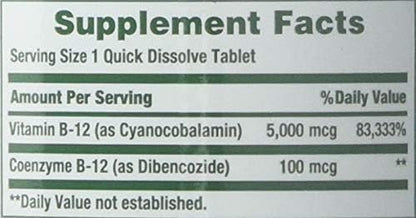 Nature's Bounty Vitamin B-12 5000 mcg, 40 Quick 3)