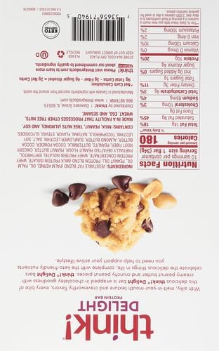 think! Delight, Keto Protein Bars, Healthy Low Carb, Gluten Free Snack - Chocolate Peanut Butter Cookie Dough, 10 Count (Packaging May Vary) (Pack of 2)