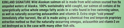 Kirkland Signature 100% Wild Alaskan Salmon 90 EPA 110 DHA 1200mg - 320 Enteric