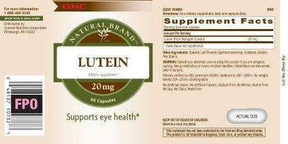 GNC Natural Brand Lutein 20mg, 60