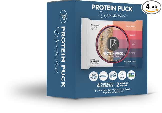 Protein Puck Plant Based Bars 12 grams 4 Count (1 Pack)