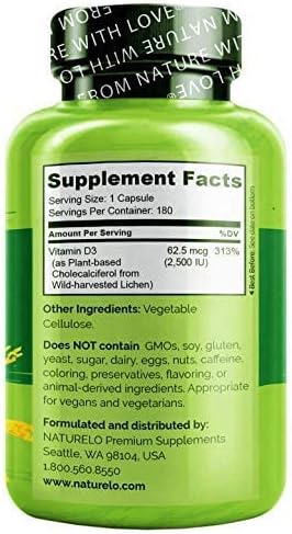 NATURELO Vitamin D3 2500 IU 180 Mini (2 Pack)