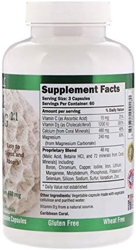 Coral Cal-Mag - Bioavailable Coral Calcium 2:1 Ratio 1200 International D3-180 Vegetarian