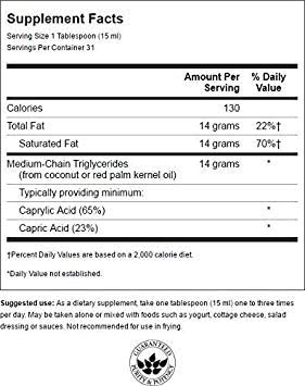 Swanson 100% Pure Mct Oil Pharmaceutical Grade 16 fl Ounce (1 pt) (473 ml) Liquid
