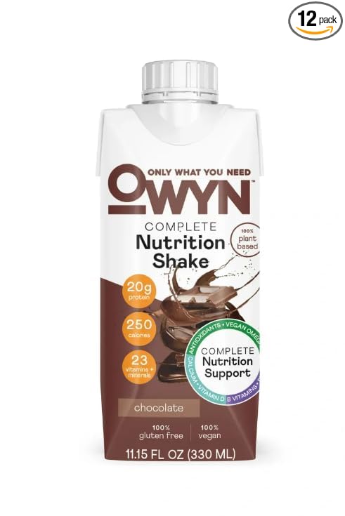 OWYN Plant-Based Complete Nutrition Protein Shake, 20g plant 23 Vitamins 12 pack)