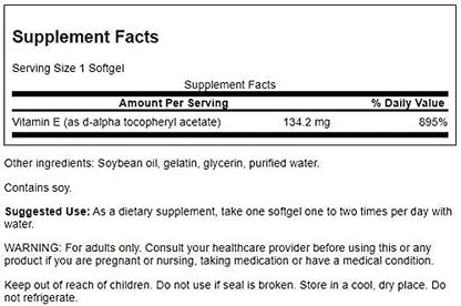 Swanson Natural Vitamin E (100 Softgels, 200IU Each)