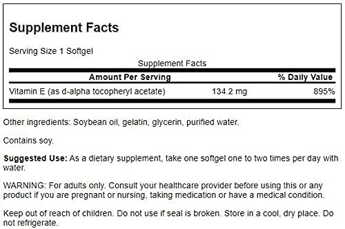 Swanson Natural Vitamin E (100 Softgels, 200IU Each)