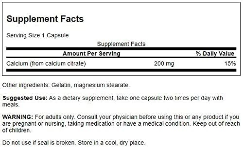 Swanson Calcium Citrate 200 Milligrams 60