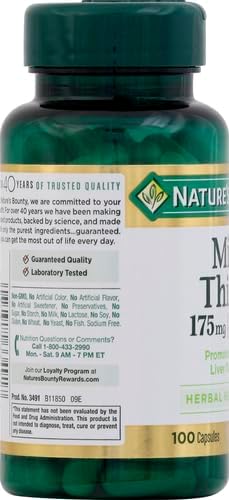 Nature's Bounty Milk Thistle, Herbal Health 175mg, 100 100 Softgels