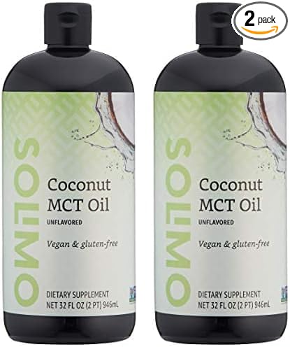 Amazon Brand - Solimo MCT Liquid Coconut Oil, Unflavored, 32 fl oz (Pack of 2)