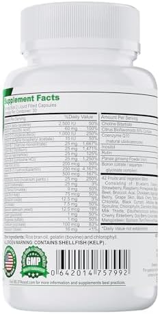 PRIZM Multivitamin for Men and Women 29 Vitamins 42 Fruits B6 B12-6 B12-6 Pack 360 caps