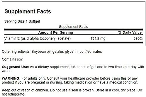 Swanson Natural Vitamin E 200 Iu (134.2 Milligrams) 250 Sgels