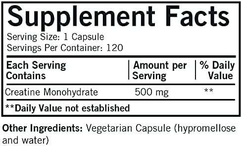 Kirkman Creatine 500 mg - Hypoallergenic | 120 Vegetarian Capsules | Amino Acid