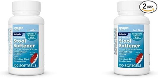 Amazon Basic Care Stool Softener Laxative, 100 mg, 100 Count 2)