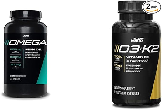 JYM Supplement Science Omega JYM Fish 2800mg, D3 D3 + K2 Vitamins,