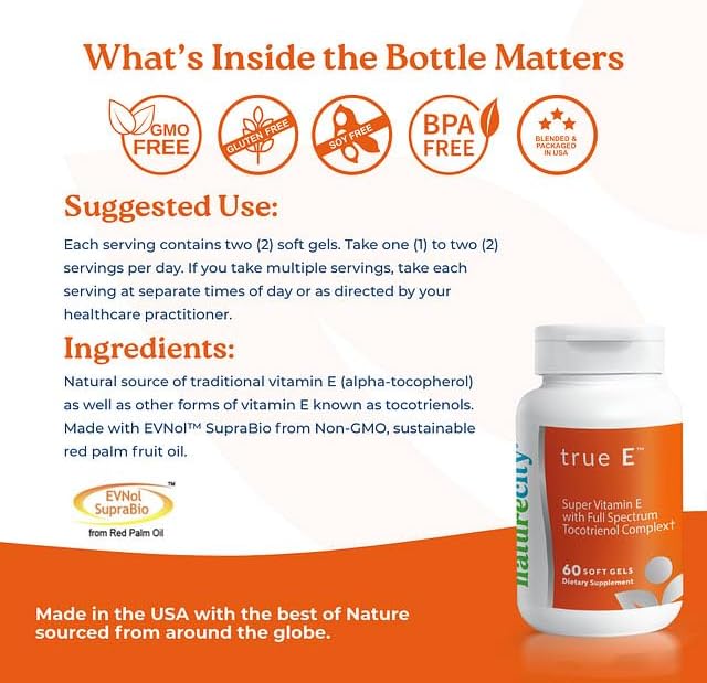 True-E Full Spectrum Tocotrienols Vitamin E 27mg Softgels (2-Pack)
