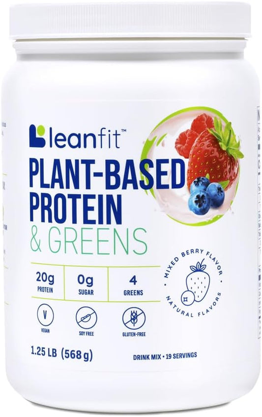 LeanFit PLANT-BASED PROTEIN & GREENS, Natural 20g Protein, 19 Servings, 1.25 Pound
