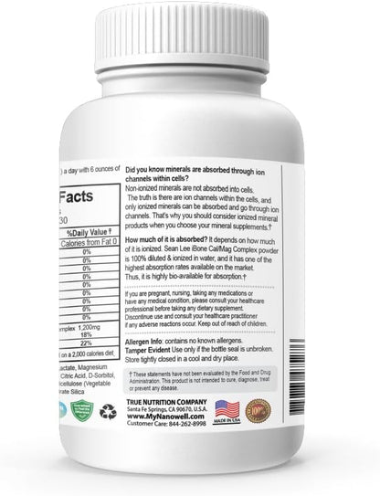 Sean Lee's iBone Cal Mag - Bone Health, Calcium & Magnesium Supplement - 120 Vegetable Capsules, 30 Day Supply