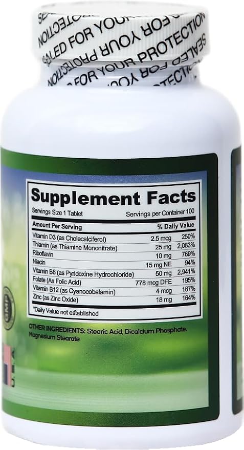 High B Complex Vitamins for Women B2, B6, B6, B12, B12, B1, B1, Vitamin 100 Tablets