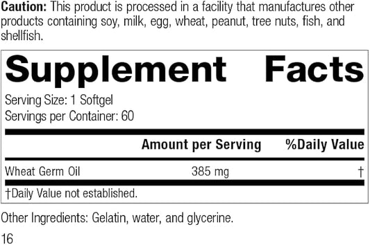 Standard Process Wheat Germ Oil 60 Softgels