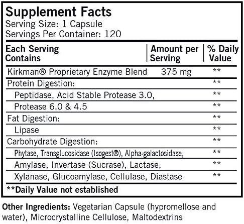 Maximum Spectrum Enzyme Complete, 120 Capsules, Kirkman Labs