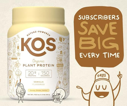 KOS Vegan Protein Powder Erythritol Free, Vanilla 15 Servings
