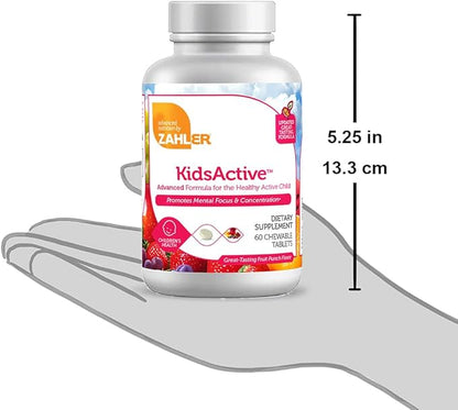 Zahler KidsActive, Kids Chewable Concentration Formula, All Natural Children’s Supplement Supporting Focus, Certified Kosher, 180 Fruit Punch Flavored Tablets