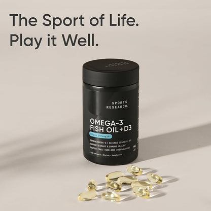 Sports Research Triple Strength 1040mg Omega-3 D3 2500iu 2500iu | 2-in-1 Vitamin 120 Softgels