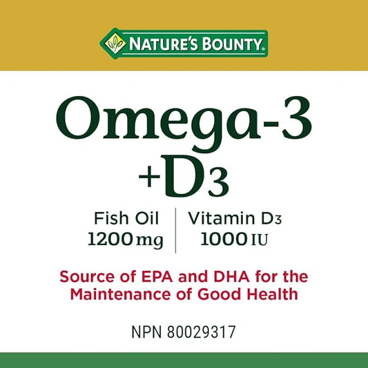 Nature's Bounty Omega-3 + D3 Fish 1200mg / D3 1000IU 1000IU 90 90 softgels