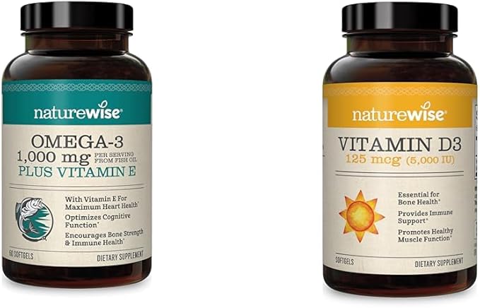 NatureWise High-Potency 1000mg Omega 3 600mg EPA, 400mg DHA, D3 5000iu 5000iu (125 (125 mcg) 1 Year