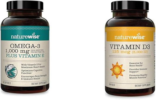 NatureWise High-Potency 1000mg Omega 3 600mg EPA, 400mg DHA, D3 5000iu 5000iu (125 (125 mcg) 1 Year