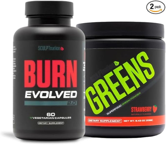 Sculpt Nation by V Shred Burn 2.0 and Premium Greens Strawberry Bundle