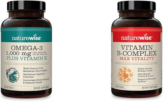 NatureWise 1000mg Omega 3 600mg EPA 400mg DHA 180ct & 60 Softgels[2-Month] Softgels[2-Month]