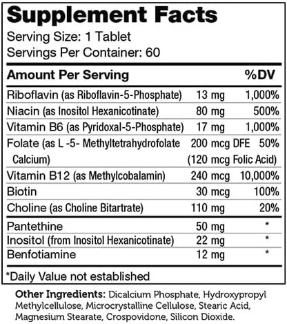 Zahler B Complex, Vitamin B Complex 8 Bioactive 60 Tablets