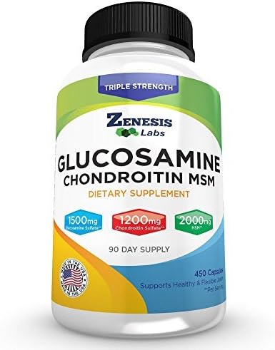 Glucosamine Sulfate + Chondroitin + MSM 450 Capsules 90 Day 1500mg, 1200mg, 1200mg, 2000mg 2000mg per