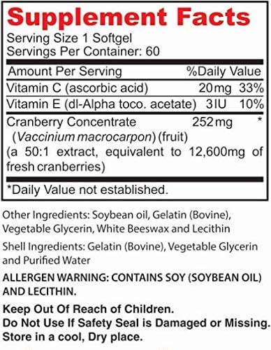 Non GMO Cranberry Concentrate Supplement Pills for Urinary Tract Infection UTI. Equals 12600mg Cranberries. Triple Strength Kidney Bladder Health for Men & Women. Easy to Swallow Softgels, 3 Bottles