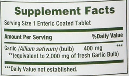 Nature's Bounty Garlic 2000mg, Tablets, 120 4)