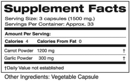 Seagate Products Carrot and Garlic 500mg 100 Capsules